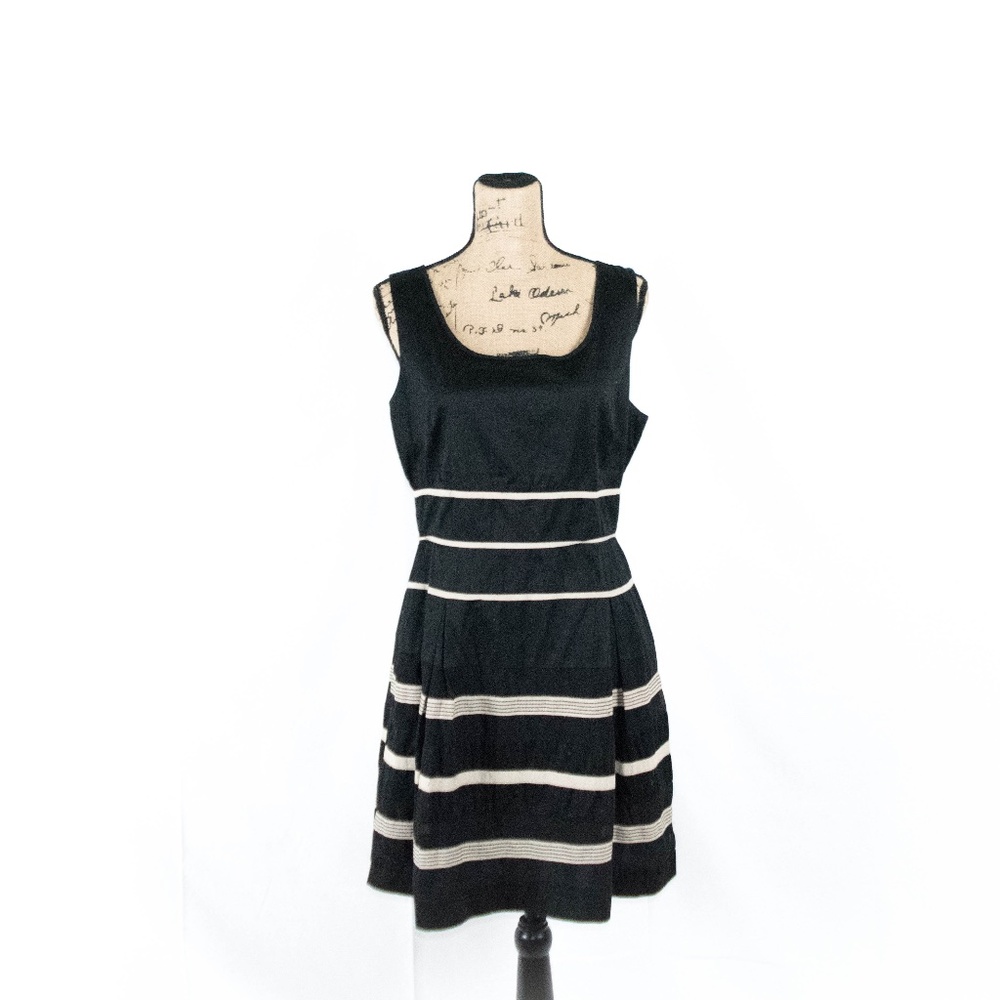 ANN TAYLOR Black Striped  Halter Dress Size 10
